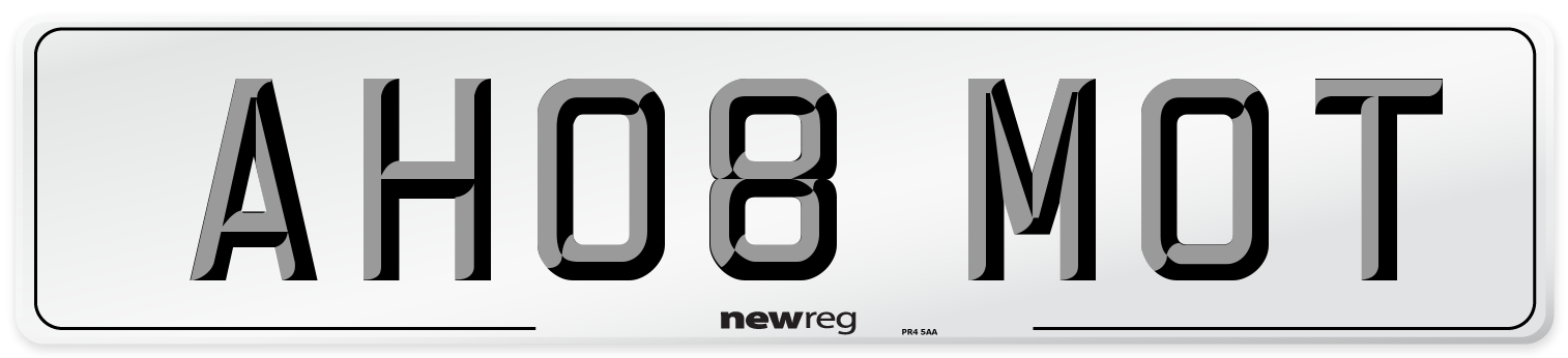 AH08 MOT Number Plate from New Reg